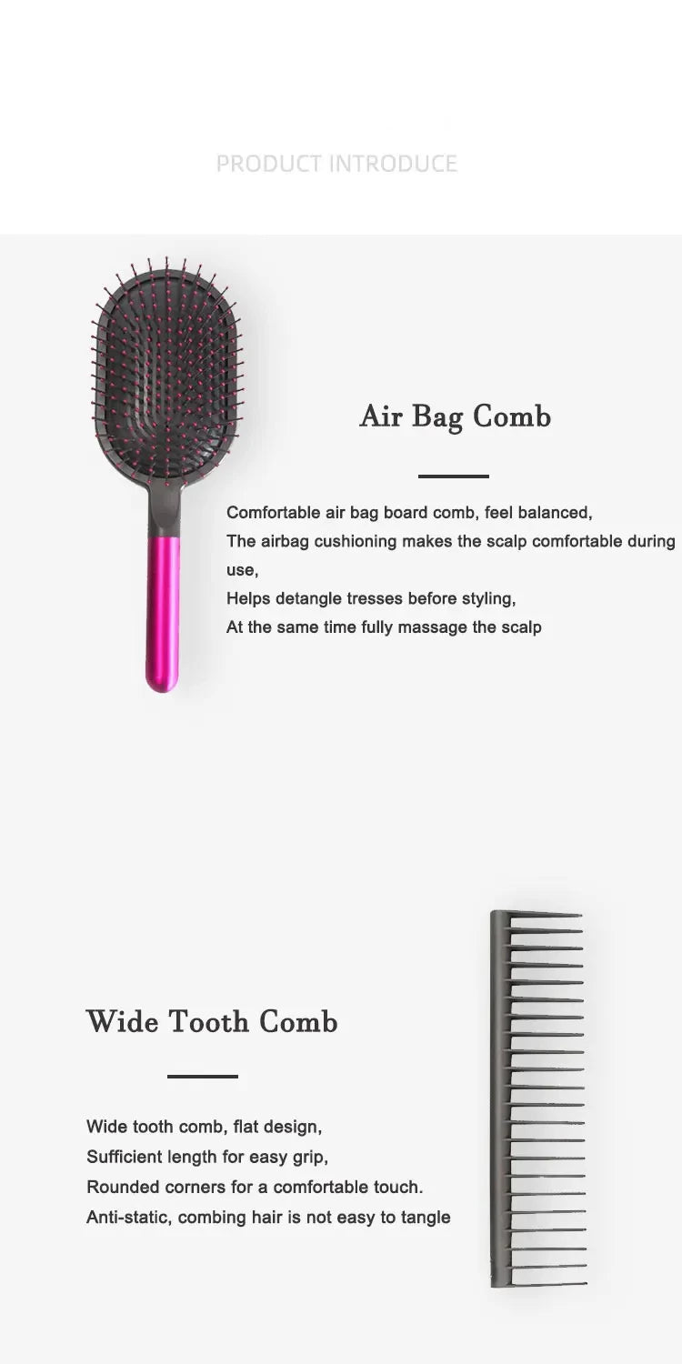Girls Airbag Hairbrush — Wet & Curly Hair Detangling Comb, Scalp Massage Tool for Salon Styling