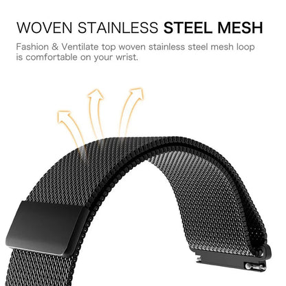 18mm-22mm Metal Watch Strap – Milanese Loop Bracelet for Garmin Vivoactive, Venu, Forerunner & SQ Series