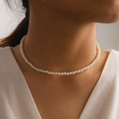 Women's Elegant Pearl Pendant Necklace - Fashion White Imitation Pearl Choker for Weddings & Special Occasions