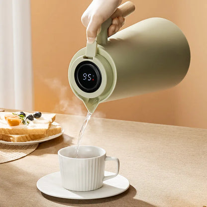 Large Capacity Insulation Kettle with Temperature Display - Household Thermos Bottle for Leakproof Insulation, One Key Temperature Display, and More