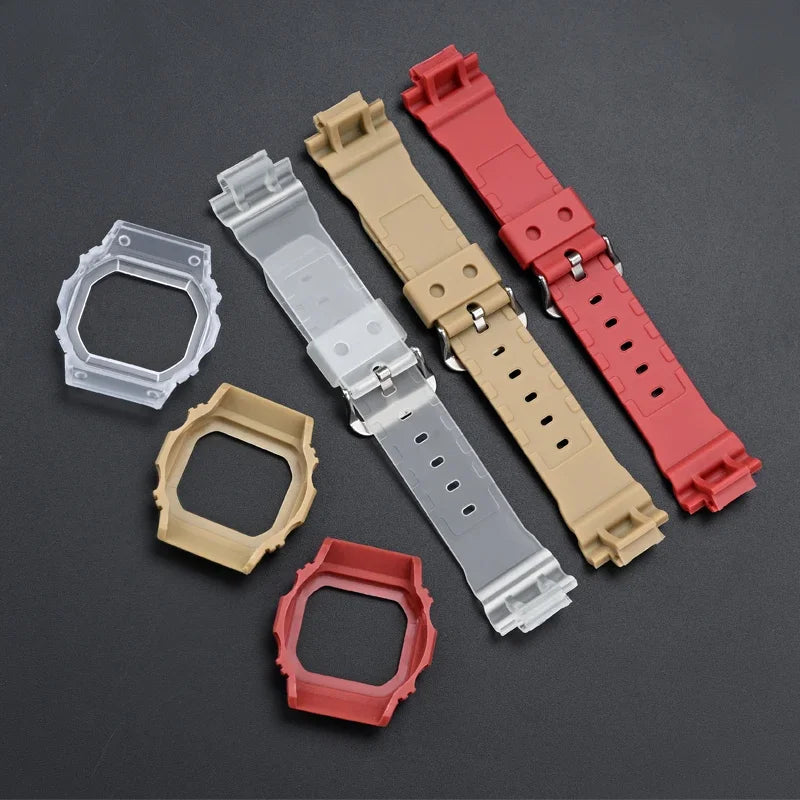 Matte Resin Bezel and Rubber Strap Set for Casio G-Shock DW-5600, GW-M5610, G-5000 & GWB-5600 - Replacement Watch Case and Band Accessories