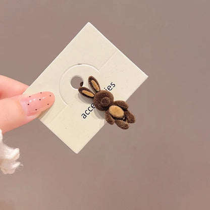 Cute Cartoon Bear & Rabbit Hair Clips - Adorable Animal-Shaped Side Duckbill Clips for Girls