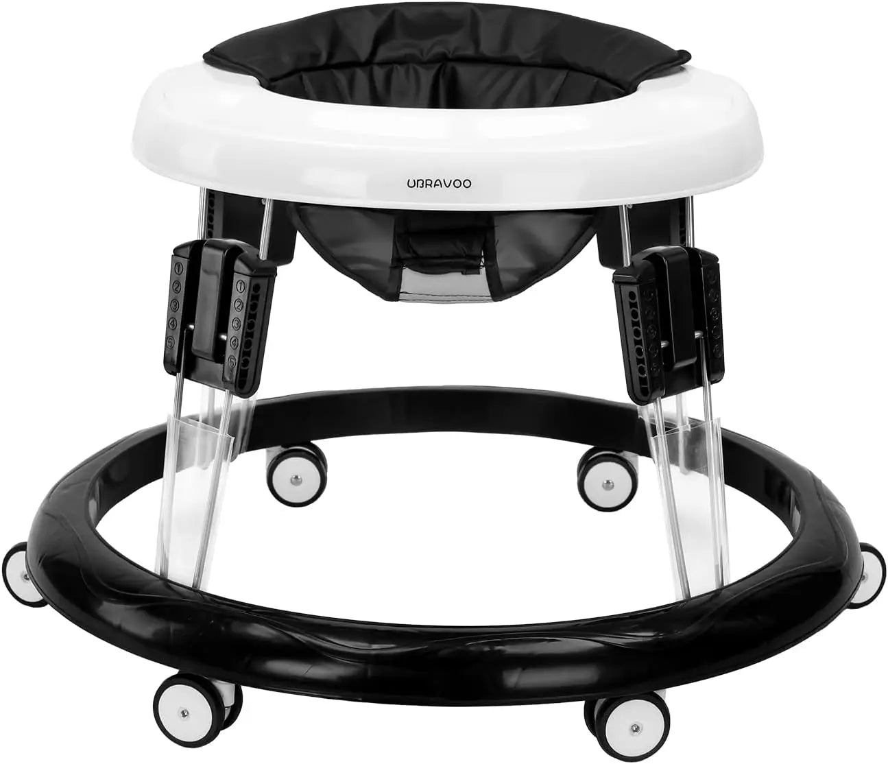 UBRAVOO Adjustable Baby Walker – Round Folding Toddler Walker with Universal Wheels, 9 Height Settings for Ages 6-18 Months, Model ZM01