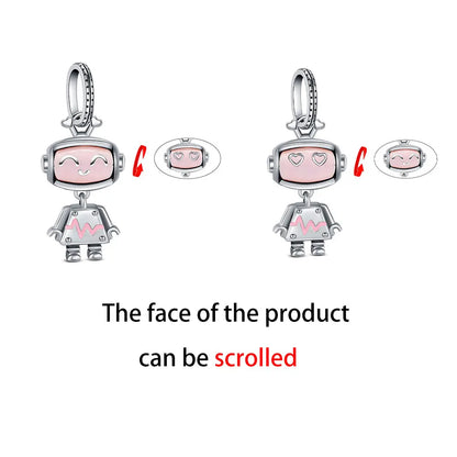 925 Sterling Silver Robot & Sea Turtle Charms Pendant — Moon Bead Bracelet Accessory, DIY Fashion Jewelry Gift for Women