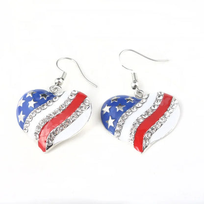 American Flag Drop Earrings - USA Patriotic Red White Blue 4th of July Jewelry Accessories for Women