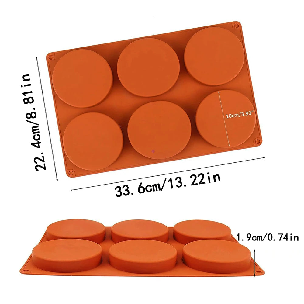 6-Hole Round Silicone Baking Mold – Cake, Jelly, Pudding, Soap & Ice Making Tool for Pastry, Bread & Dessert Decoration