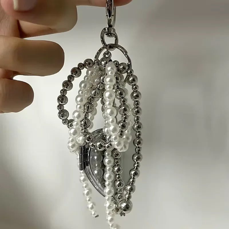 Heart-Shaped Mirror Keychain - Y2K Metal Bag Pendant, Sweet Trendy Fashion Accessory
