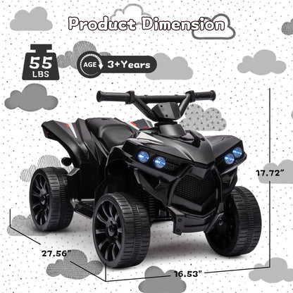 Kids 6V Ride-On ATV Quad Car Toy – Battery-Powered Electric Vehicle with LED Lights, Music, Foot Pedal & Durable Wheels