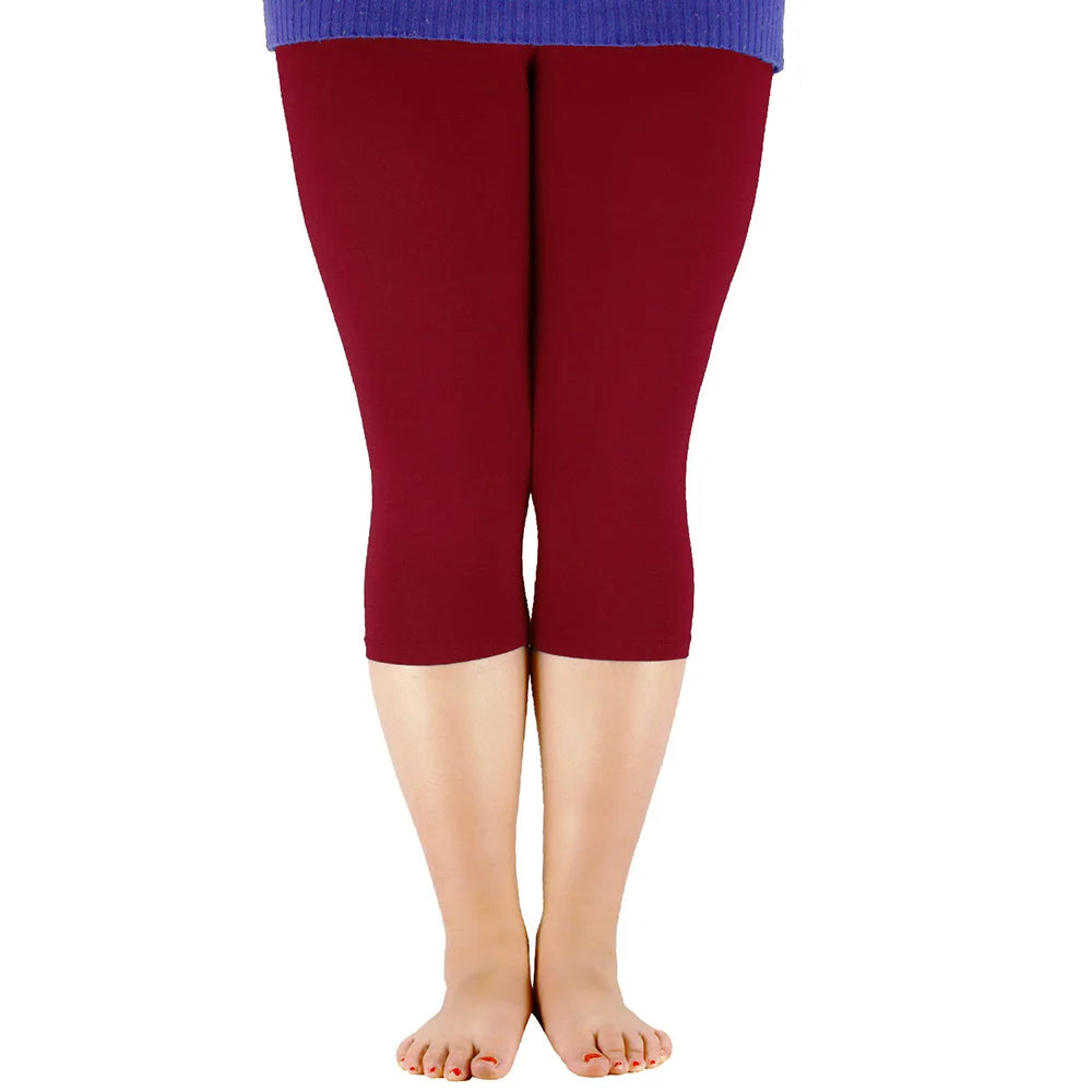 Women Bamboo Fiber Elastic Waist Leggings – Plus Size High Stretch Casual Workout Basic Pants Soft Comfortable Fitness Leggings