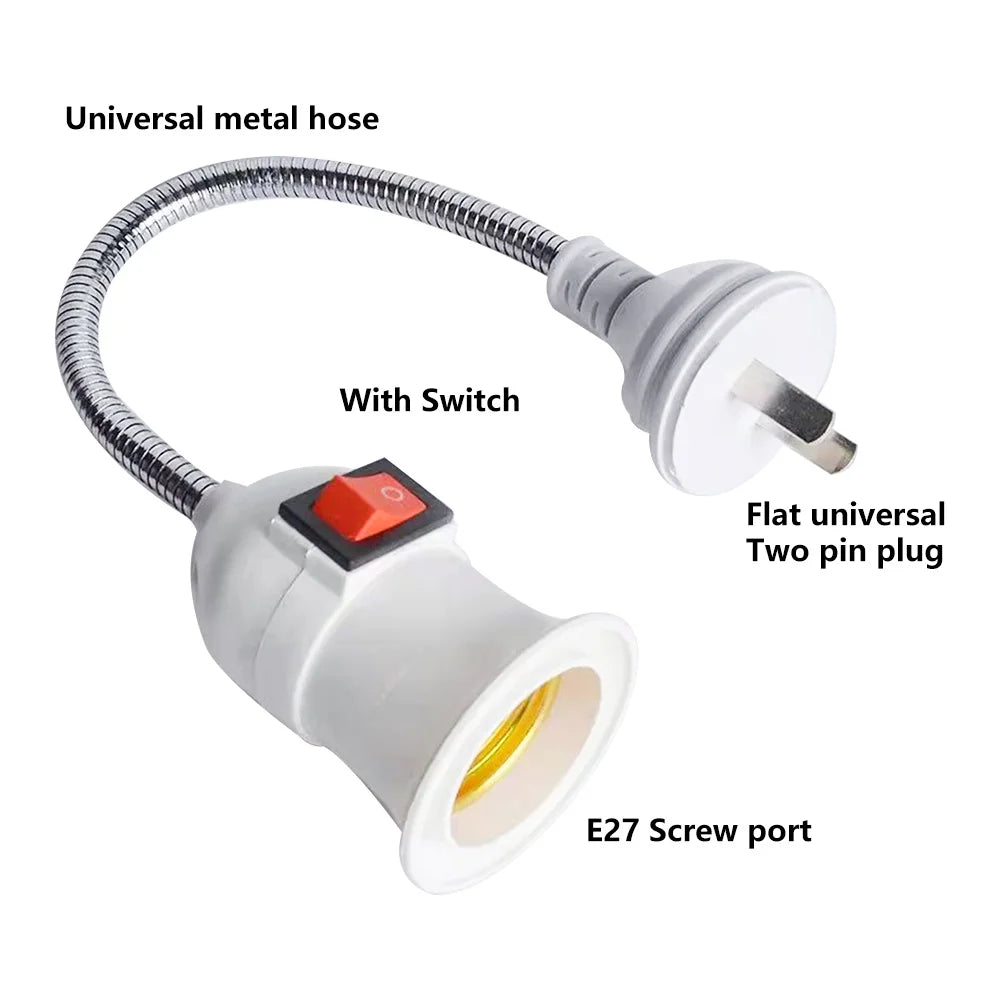 Convenient Lighting Solution: Direct Plug Swivel Lamp Head with E27 Large Screw Lamp Holder - Universal Hose Type with Switch for Versatile Use