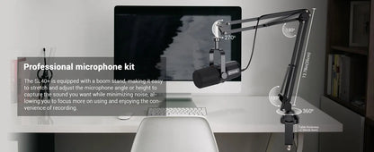 FDUCE SL40+ USB/XLR Dynamic Microphone Kit – Built-in Headset Output, Sound Insulation & Arm Stand for PC, PS5/4, Mixer