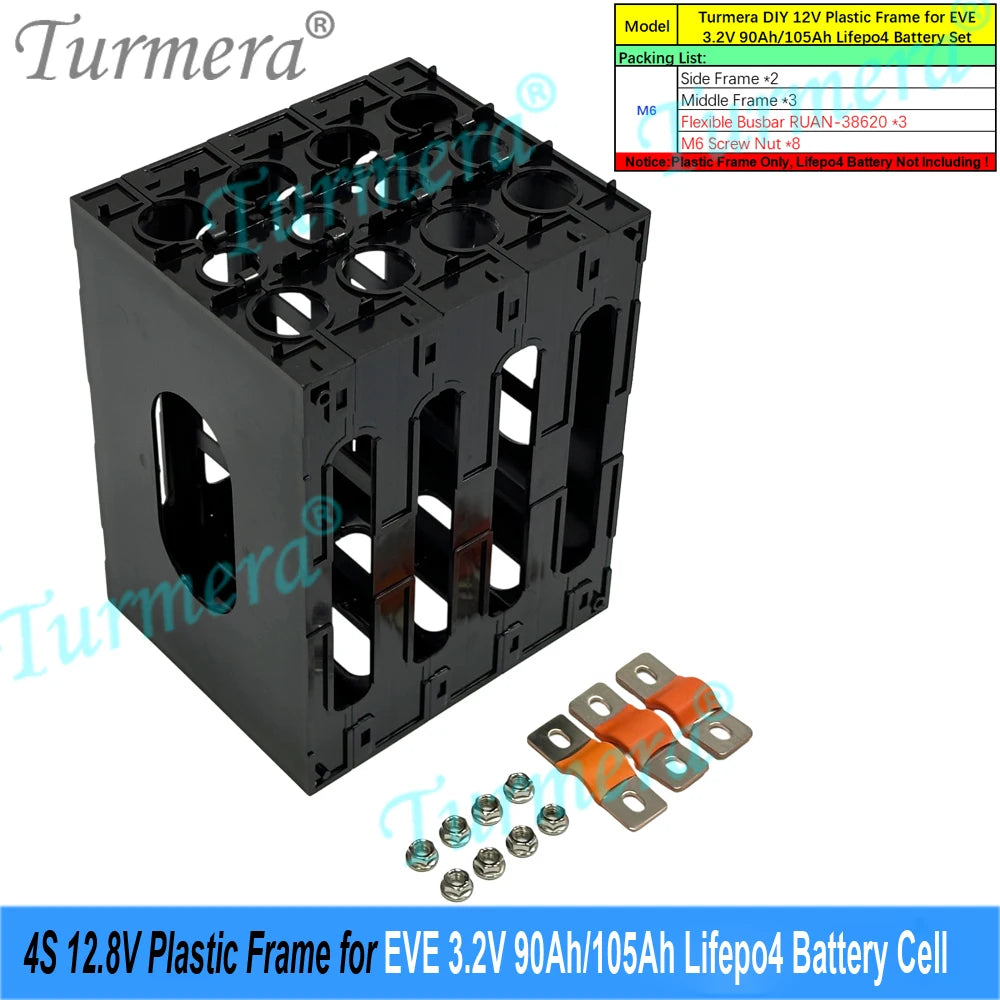 12V LiFePO4 Battery Cell Holder Frame - Flame-Retardant ABS/PC Case for CATL & EVE 105Ah–320Ah Cells