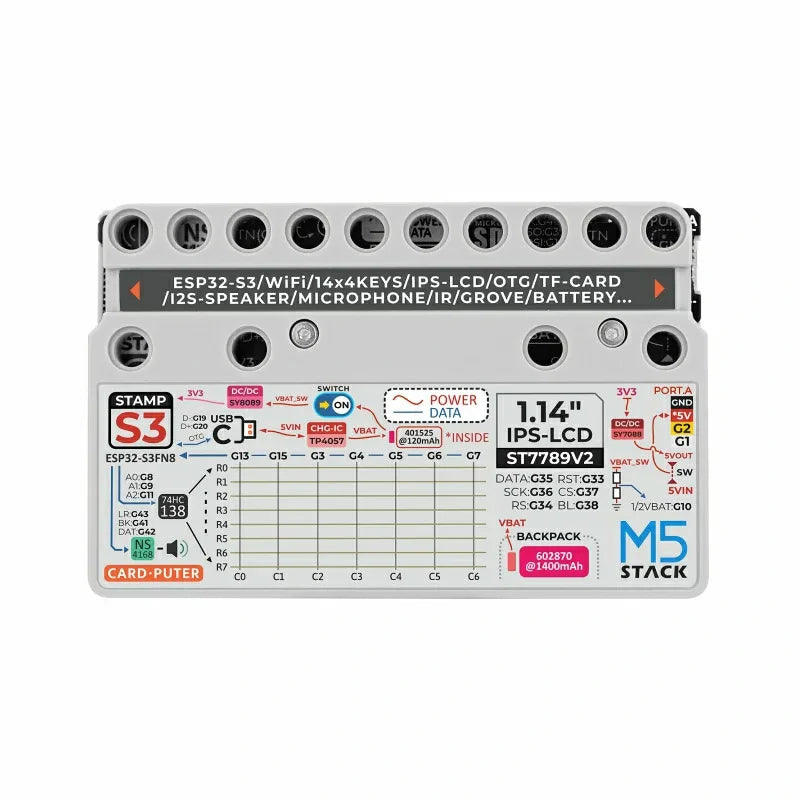 FMchip Cardputer M5StampS3 ESP32-S3 Development Board - Portable Computer with 1.14 Inch Screen and 56-Key Keyboard