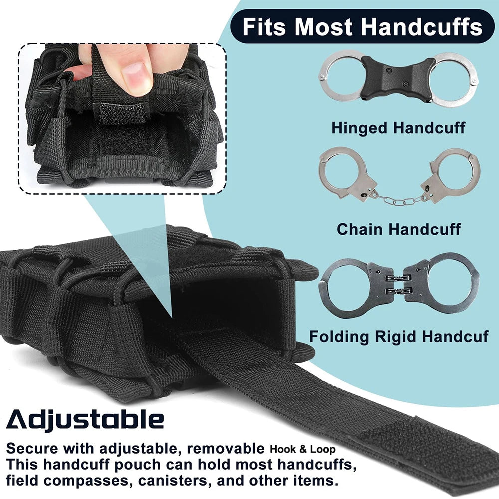Tactical Handcuff Holder Molle Pouch – Open Top Universal Shackles Case, Waist Bag & Belt Holster for Hunting Accessories
