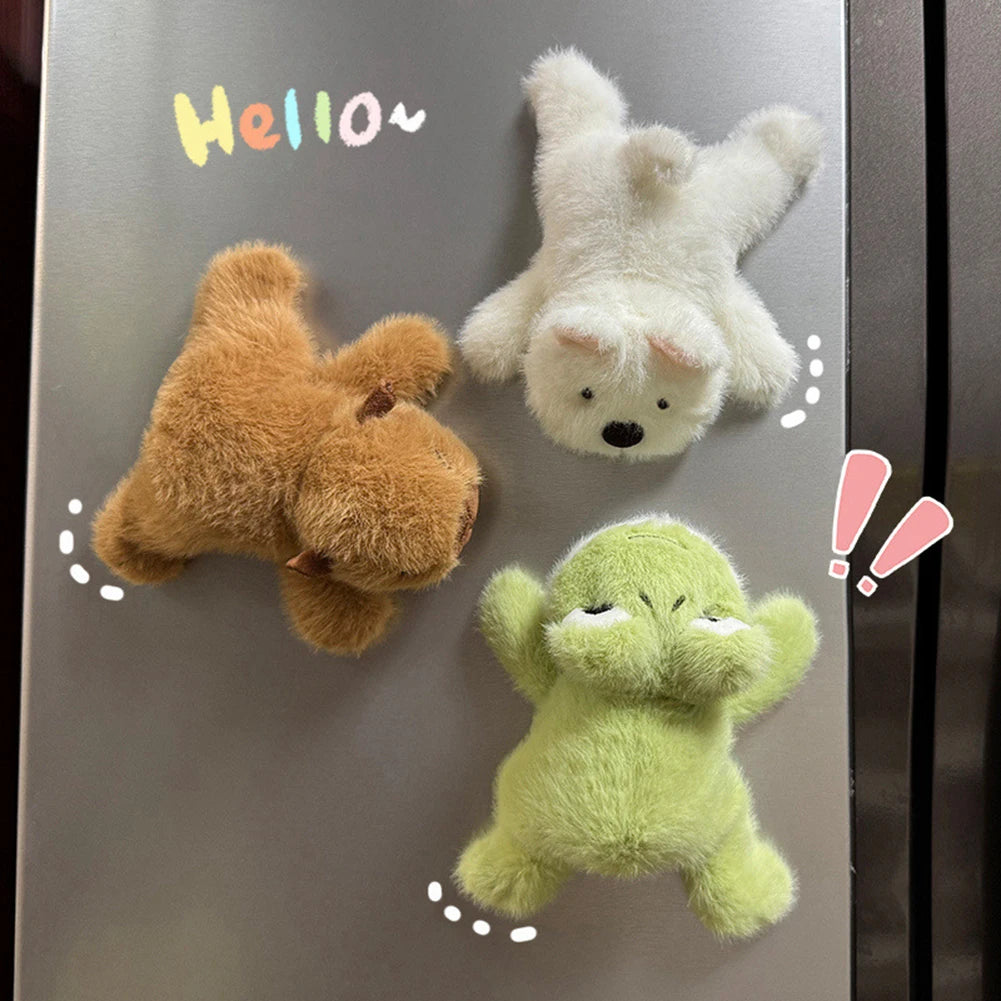 Cartoon Plush Refrigerator Magnet - Cute Animal Magnetic Decor for Car Dashboard, Lockers & Home