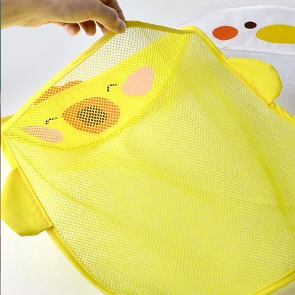 Cartoon Duck Baby Bath Toy Bag - Suction Mesh Storage Net for Kids Bathroom Toy Organizer