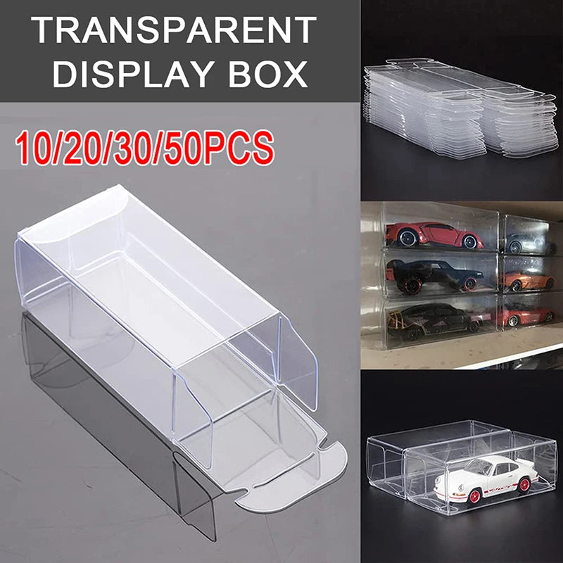 10/20/30/50/100pcs PVC Display Boxes — 1/64 Scale Car Model Toy Transparent Dustproof Exhibition Box for Collection & Gift Packaging