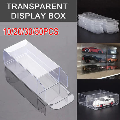 10/20/30/50/100pcs PVC Display Boxes — 1/64 Scale Car Model Toy Transparent Dustproof Exhibition Box for Collection & Gift Packaging