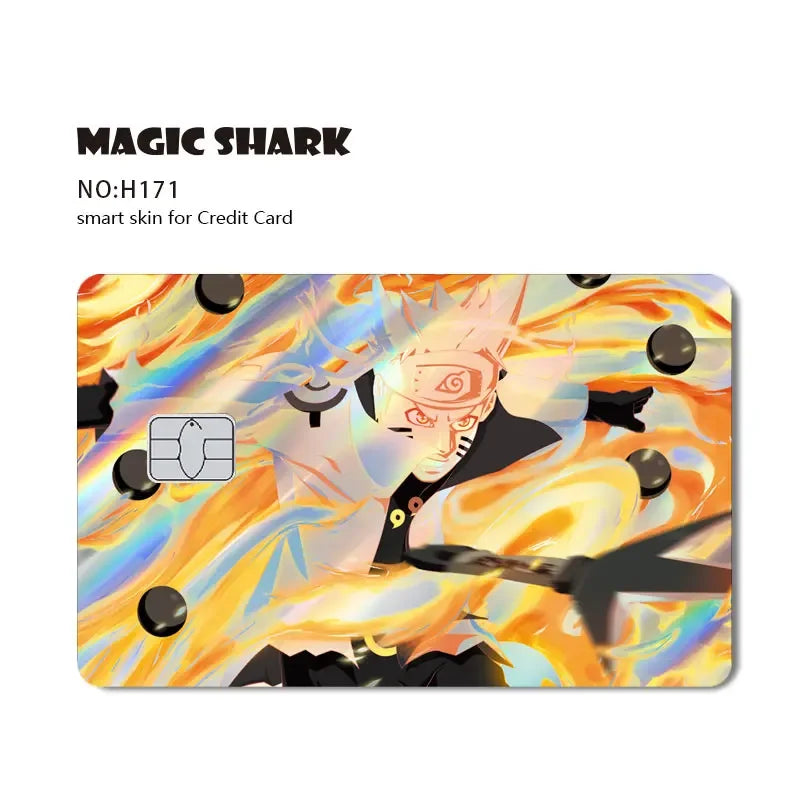 2025 Naruto Anime Holographic Laser Sticker – Shiny Film Card Skin Cover for Debit & Credit Cards