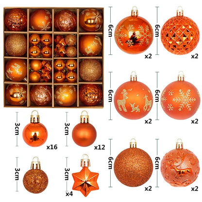44PCS Christmas Ball Ornaments – 3/6CM Decorative Pendant Balls for Christmas Tree, Home Decor, New Year & Holiday Accessories