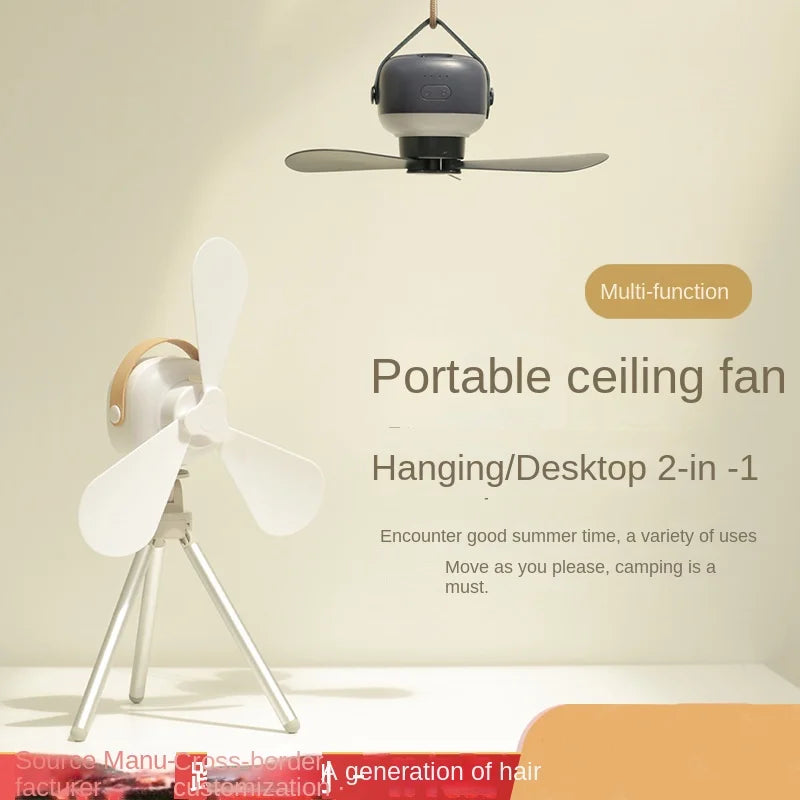 Portable Wireless Mini Ceiling Fan – USB Fan with Remote Control, Stand, Night Light for Home, Outdoor & Camping