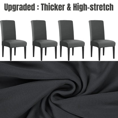 4Pc High Stretch Dining Chair Covers – Elastic Non-Slip Slipcovers, Removable Seat Protectors for Living Room, Kitchen & Wedding
