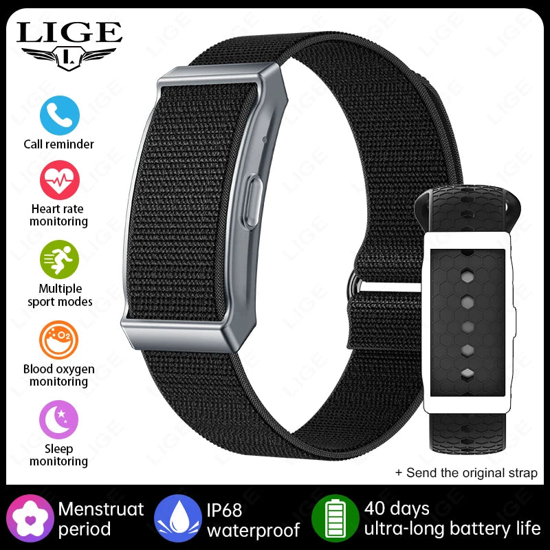 LIGE No-Screen Fitness Smart Bracelet - Sports Activity Tracker with Call Alerts, Heart Rate Monitor & IP68 Waterproof Design