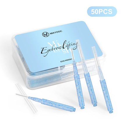 MAYOOC Mini Eyebrow Brush – Disposable Brow Lifting & Perm Brushes, Bendable Micro Eyelash Applicators Tools