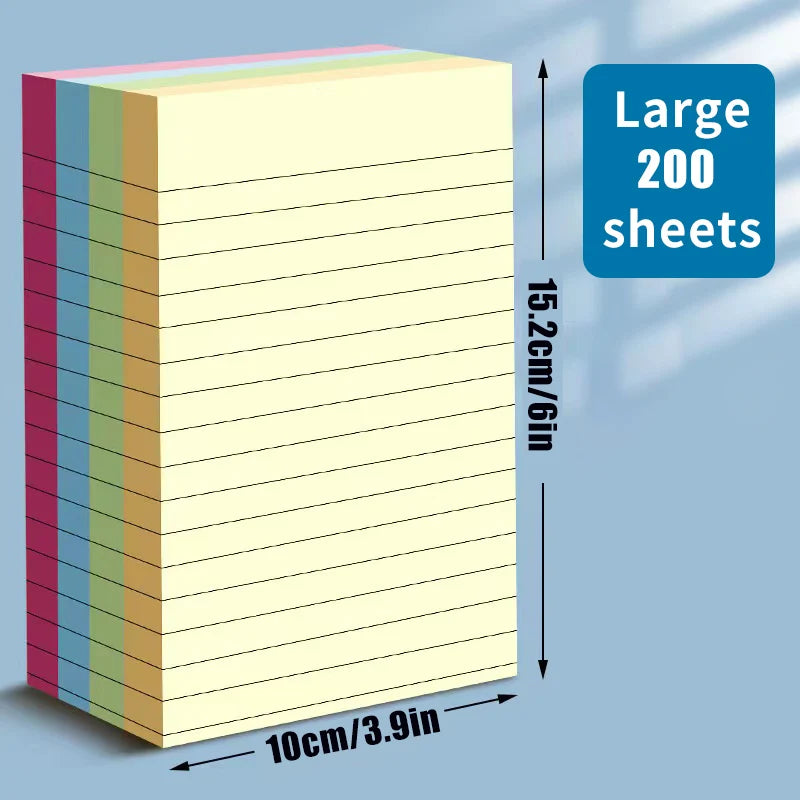 200-Sheet Sticky Note Set - 4-Color Self-Adhesive Writing Pads and Page Markers for Students, Office, and Study Organization