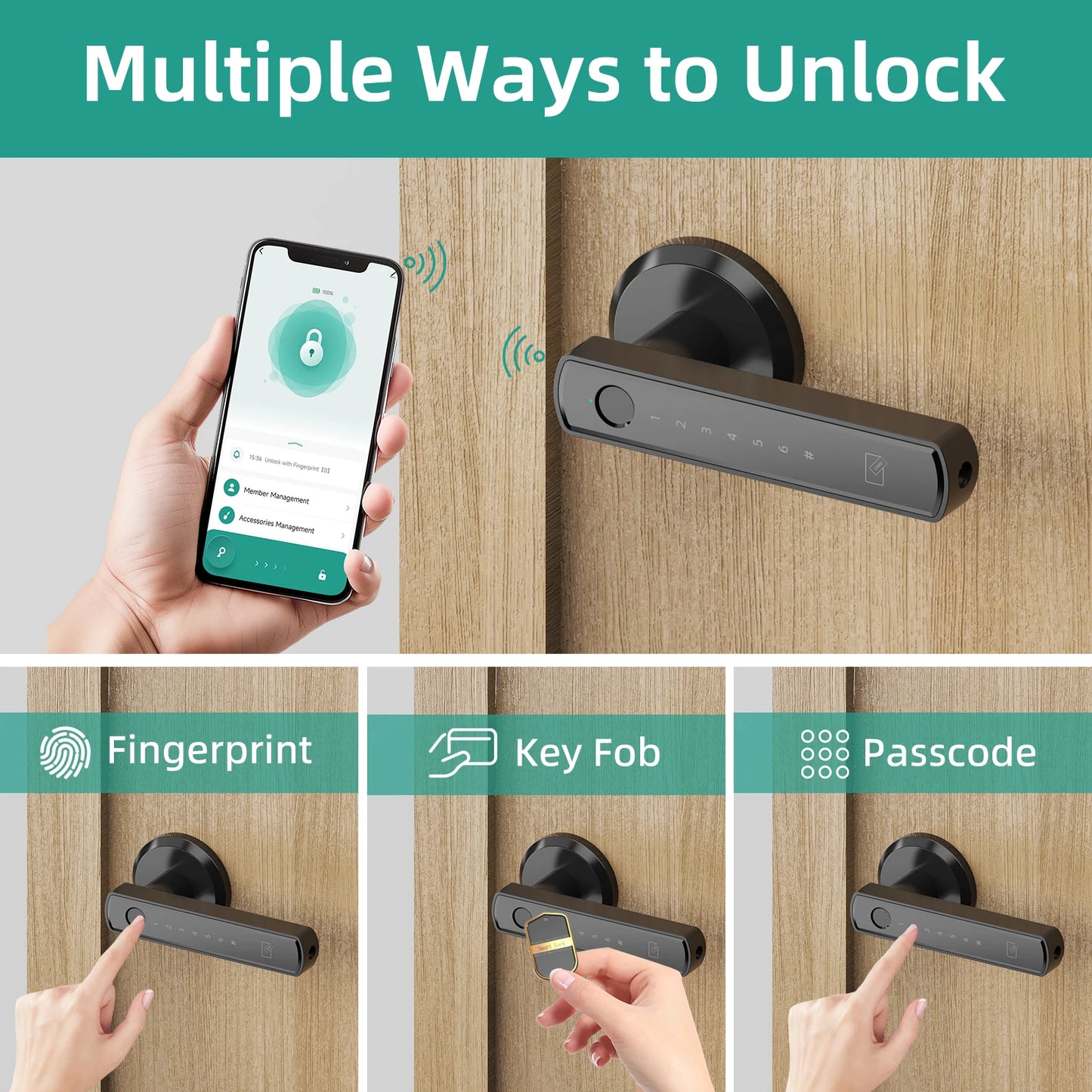 Viladepot Smart Fingerprint Door Lock – App Control, Passcode, & Touchscreen Keypad for Electronic Security