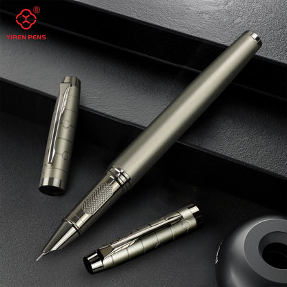 Luxury Gunmetal Fountain Pen - Stylish Metal Writing Pen with Mechanical Feel for Professional Use & Gifting