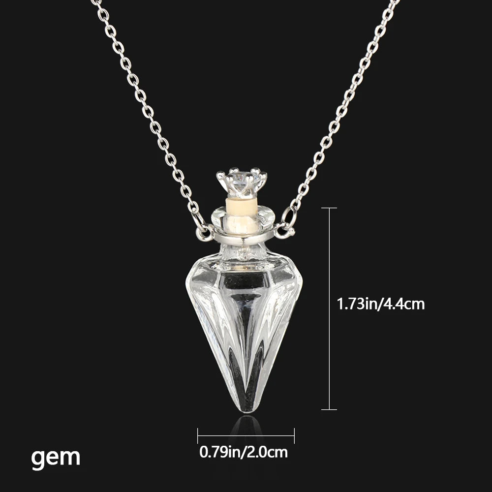 Openable Water Drop Heart Steel Chain Necklace – Essential Oil Pendant Glaze Vial Memorial Jewelry