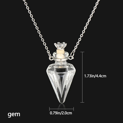 Openable Water Drop Heart Steel Chain Necklace – Essential Oil Pendant Glaze Vial Memorial Jewelry