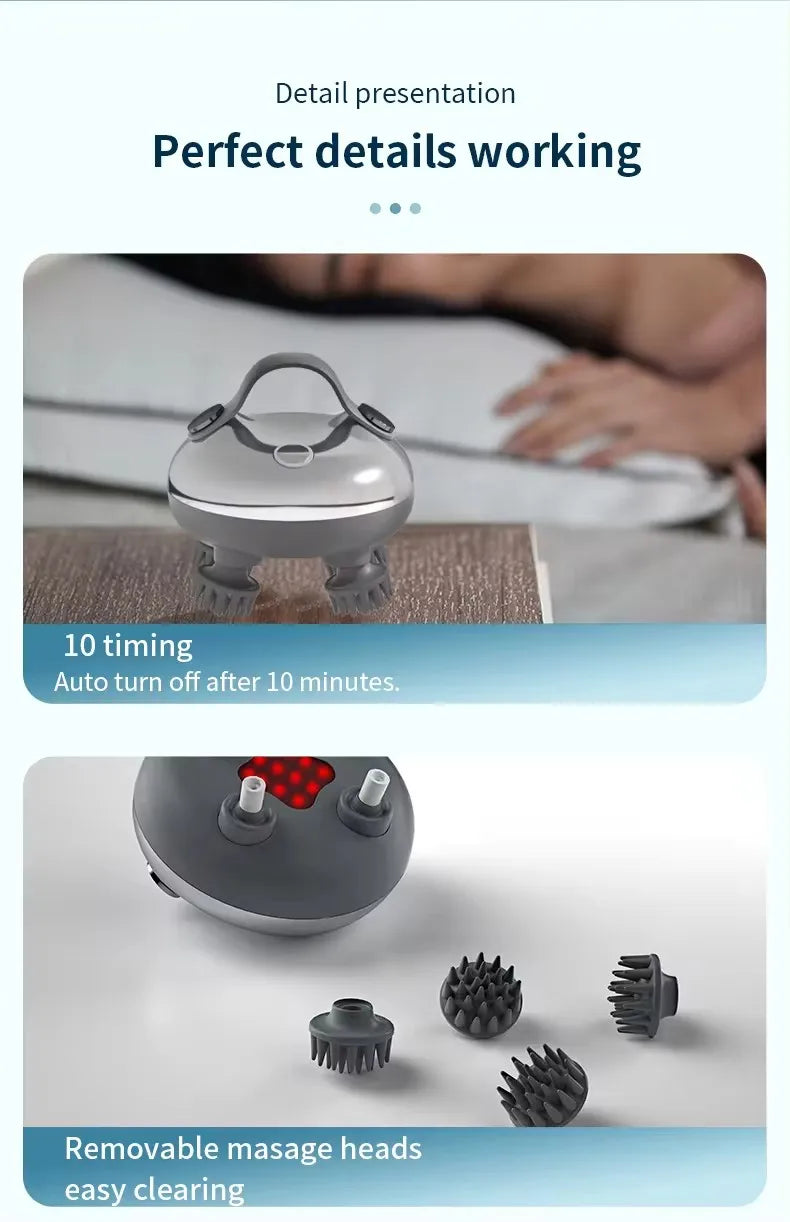 Electric Scalp Massager for Hair Growth – Portable Rechargeable Head Massage & Stress Relief, Waterproof Handheld Scratcher