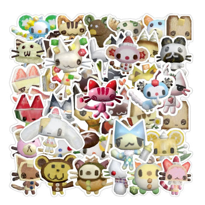 50-Piece Inoue Toro Kawaii Cat Sticker Set - Cute Cartoon Graffiti Decals for Scrapbooks, Laptops, Luggage, and Kids’ Gifts