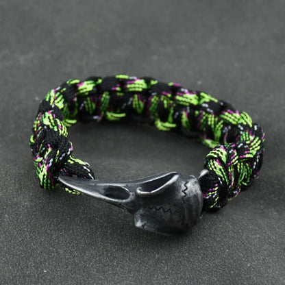 Odin Crow Skeleton Viking Bracelet - Norse Rune Bead Paracord Rope Valknut Eagle Pendant Amulet Jewelry Gift