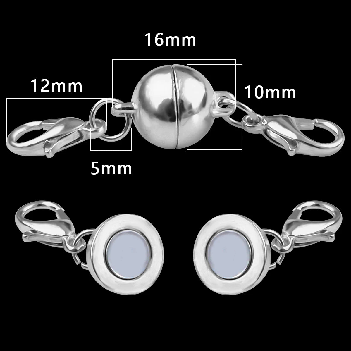 Magnetic Jewelry Clasp - Strong Metal End Connectors with Lobster Clasp for DIY Bracelets & Necklaces