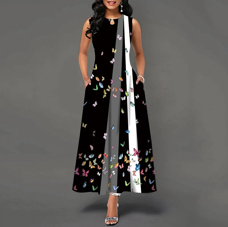 Women’s Loose Floral Vintage Maxi Dress – Ruffled Summer Party Camis, Elegant Big & Large Size Dress