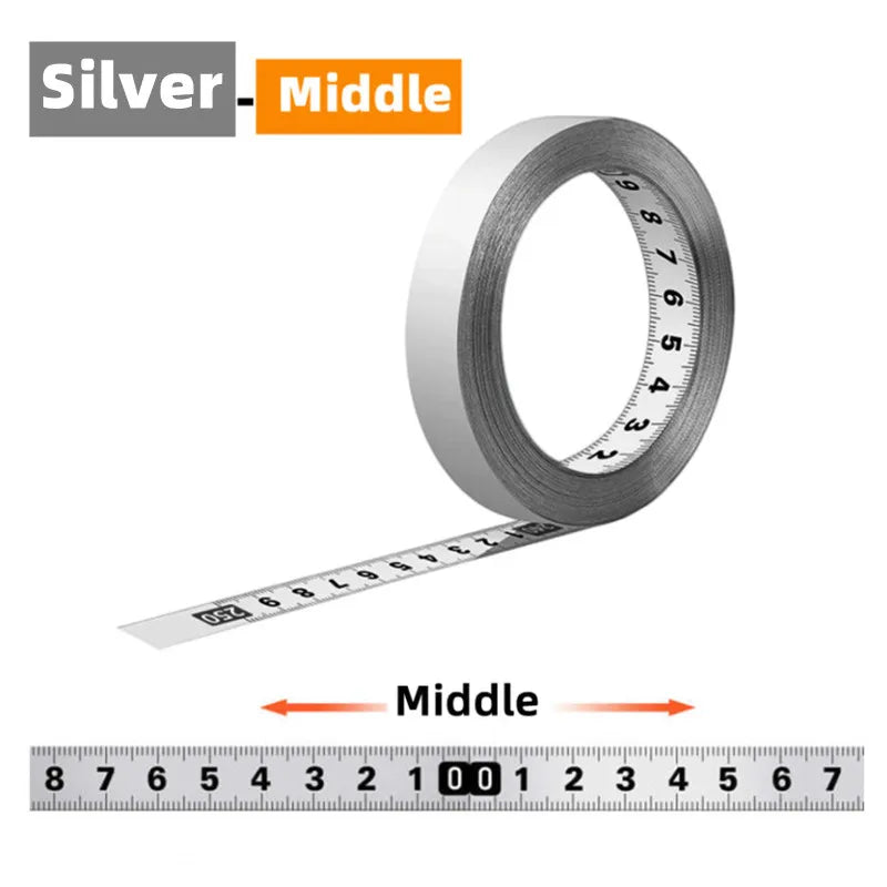 Self-Adhesive Stainless Steel Measuring Tape - Durable Rust-Proof Workbench Ruler with Metric Scale