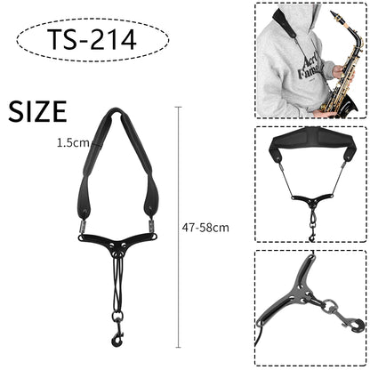 Saxophone Neck Strap - Adjustable Leather Universal Fit for Soprano, Alto, Tenor Sax with Secure Closed Hooks