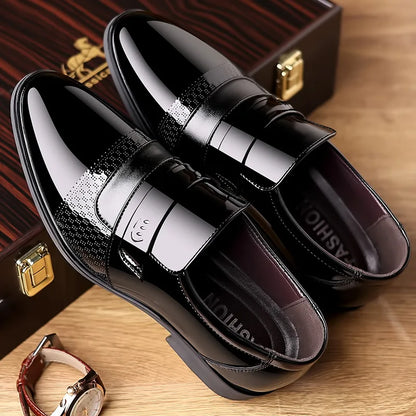 Men’s Leather Oxford Shoes - Retro Carved Brogue Lace-Up Wedding and Formal Business Dress Shoes