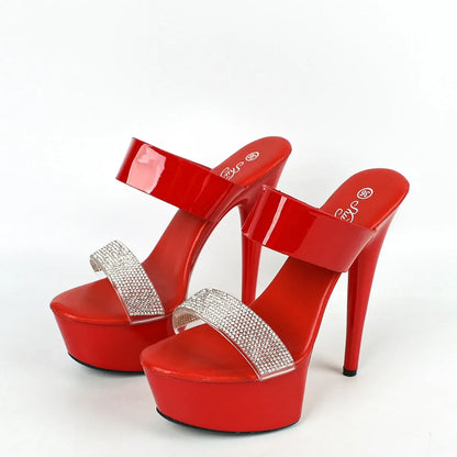 8661-A46 Women’s Fashion High Heel Sandals – Ultra High Waterproof Platform Leather Slippers