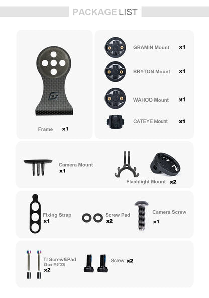 OGEVKIN Carbon Bike Stem Extension — Computer Mount Holder Rack for GPS, Cycling Computer, Camera & Light, 3K Black