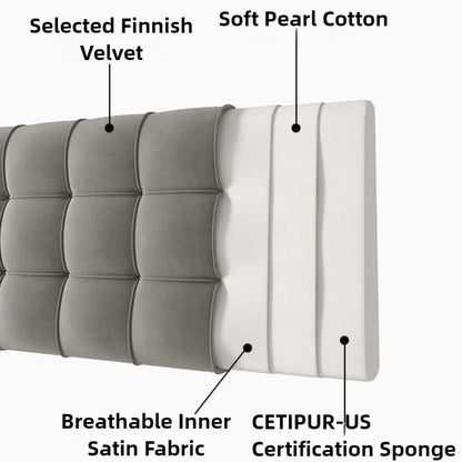 Soft Velvet Bed Head Cushion - Comfortable Backrest with Storage Pocket for Bedroom & Home Relaxation