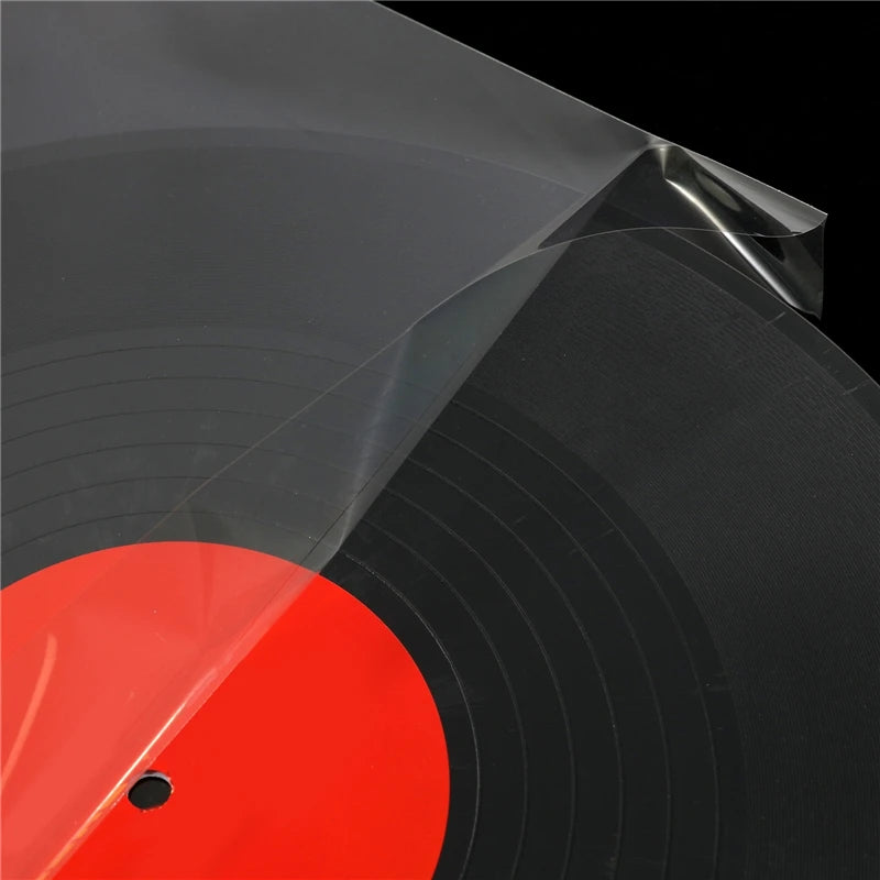 50PCS OPP Gel Vinyl Record Protective Sleeves – Self-Adhesive LP Storage Bags for Turntable, 32.3cm x 32cm