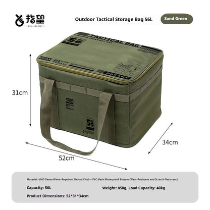 Insulated Tactical Camping Bag - Waterproof Foldable Outdoor Picnic & Tableware Storage Bag, 30L/42L/56L Large Capacity
