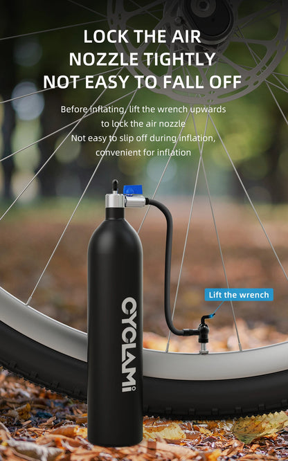 CYCLAMI 1.2L Aluminum Tire Booster – MTB & Road Bike Tubeless Inflator Air Bottle with Valve Cylinder