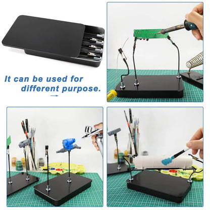 Rafford 12Pcs Model Painting Clip Set - Bendable Alligator Clips with Rubber Tips and Magnetic Base for Hobby Airbrush