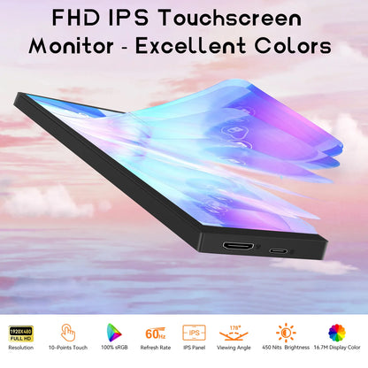 8.8 Inch HDMI Touch Screen Monitor – Long Wide Display with Case, PC Temperature Sensor Panel & Small Extender Monitor
