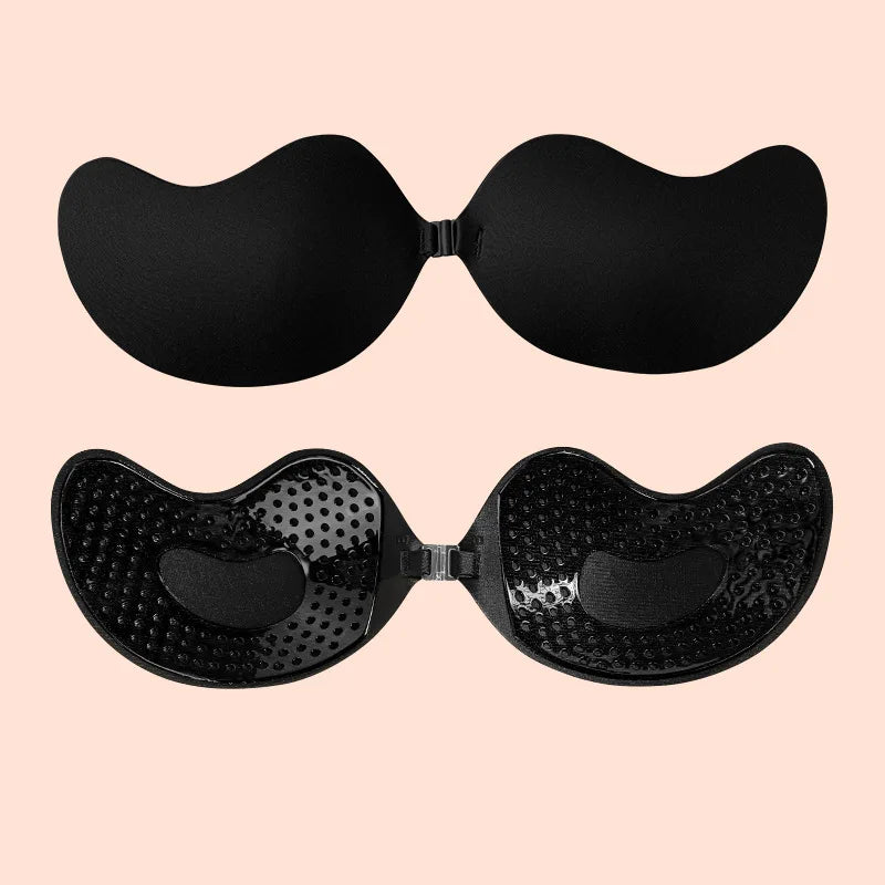Invisible Strapless Adhesive Stick-On Bra - Seamless Silicone Push-Up Breast Tape, Nipple Covers & Bralette for Women